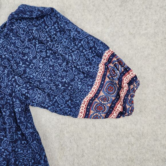 Japna Top Womens Size Small Cold Shoulder Boho Blue - Picture 8 of 14